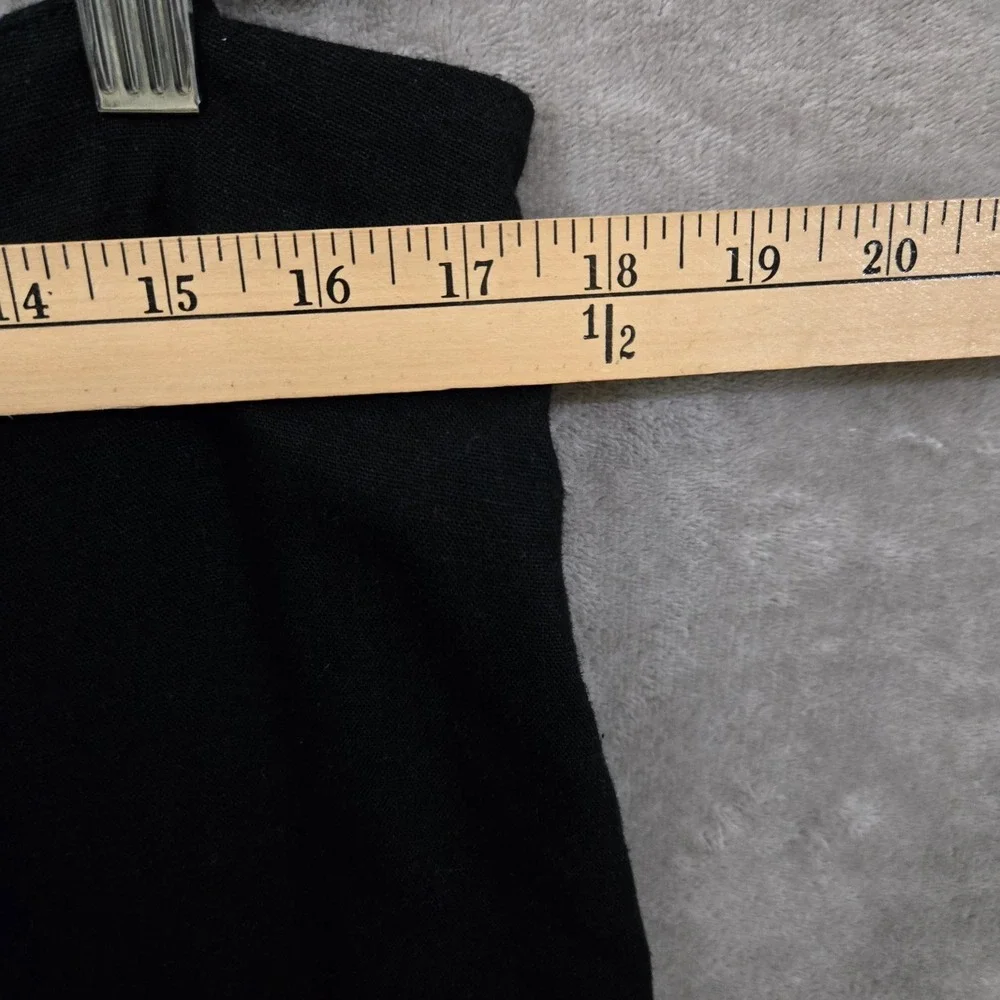 H&M Linen Blend Wide Leg‎ Cropped Pants Womens 18 Black Minimalist Lagenlook